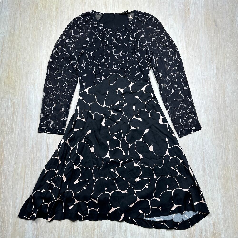 Club Monaco Silk Floral Fit Flare Romantic Cocktail Wedding Guest Midi Dress 2